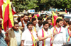 Mangaluru: Rakshana Vedike stages protest against Cauvery water release
